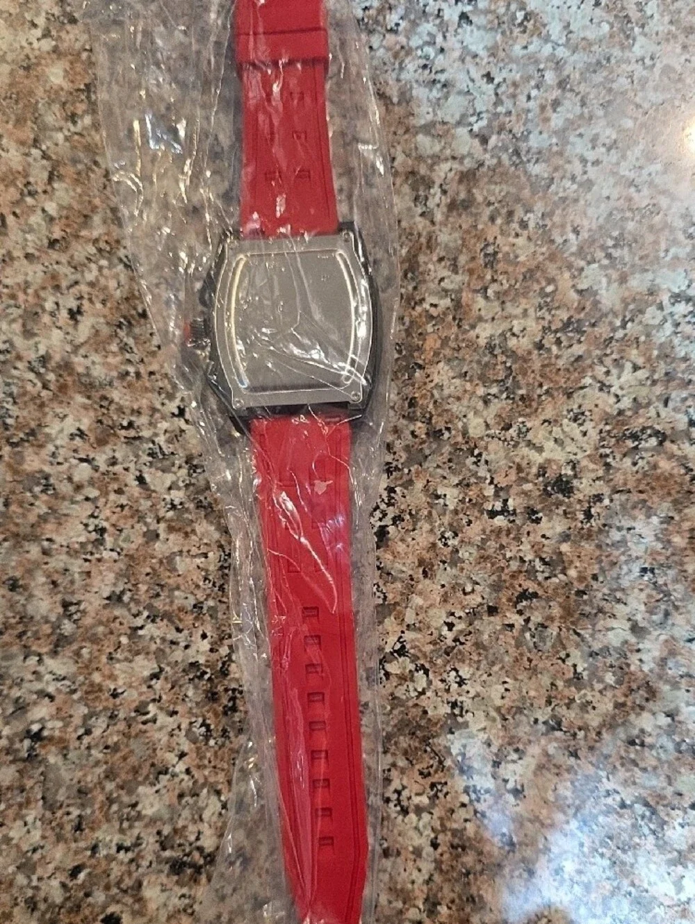 Red Men's Sport Watch with Rubber Strap